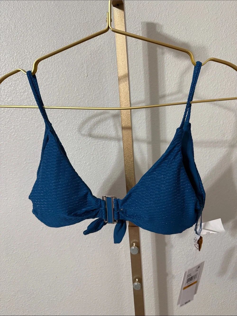 BECCA- Teal multi-wear Swim Top silver shimmer and Adjustable Straps- small- NWT